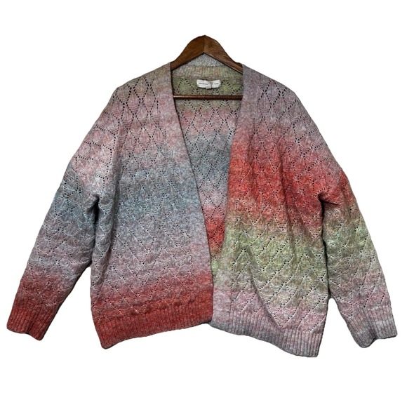 Penelope Rose Sweaters - Penelope Rose Ombre Knit Open Front Cardigan Sweater XL Boho Cozy Cottagecore